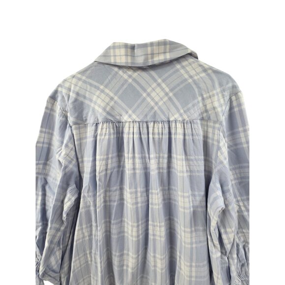 Foxcroft Women's Button Front Shirt Collard Long Sleeve Blue Plaid Size 16 - Picture 5 of 6